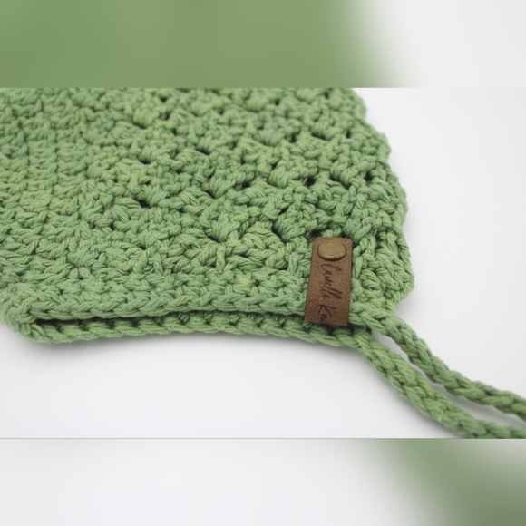 Toddler Handmade Crocheted Bonnet Green (2T-3T) - Picture 3 of 5